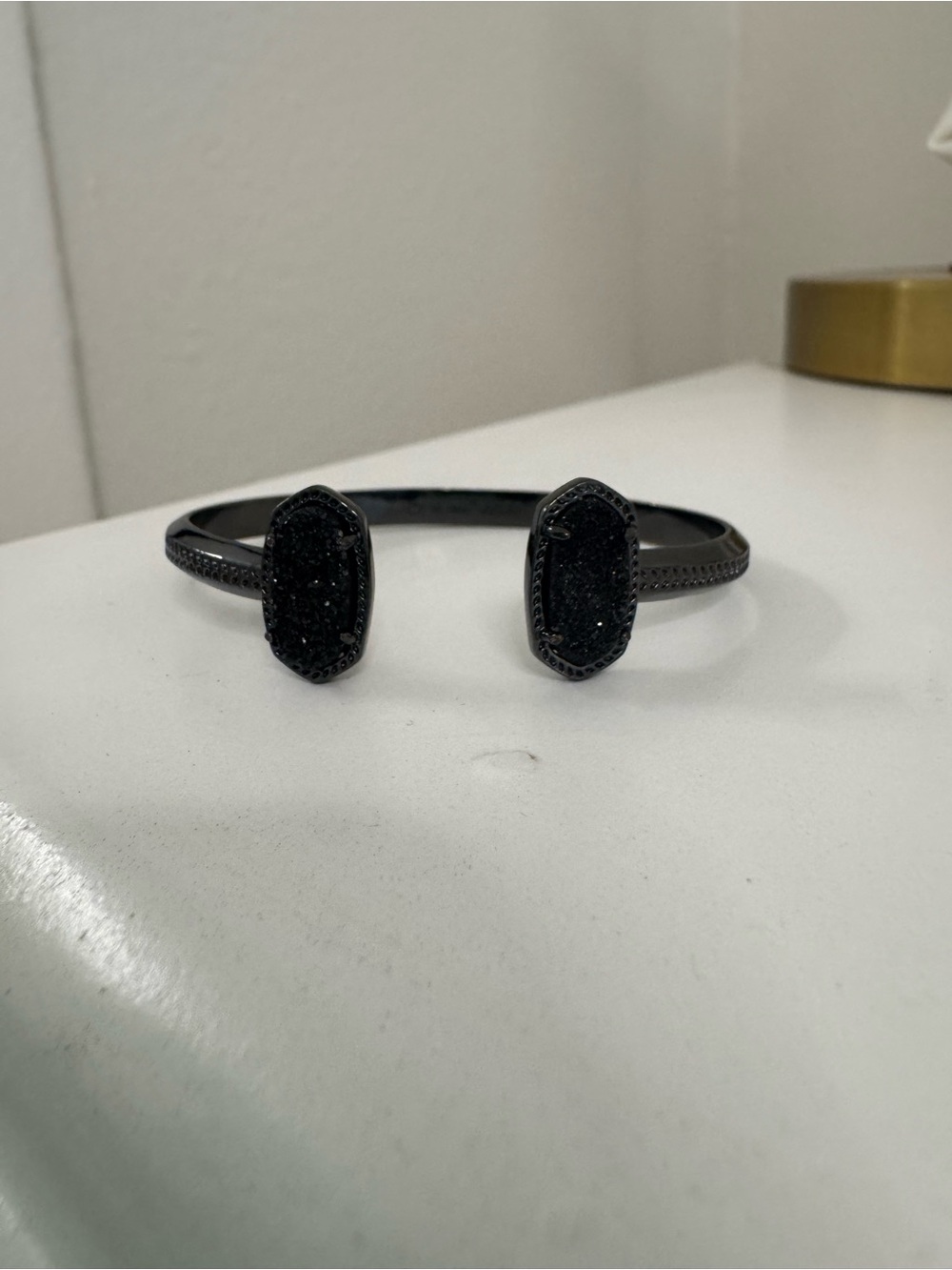 KENDRA SCOTT Elton Black Cuff Bracelet with Black Druzy
